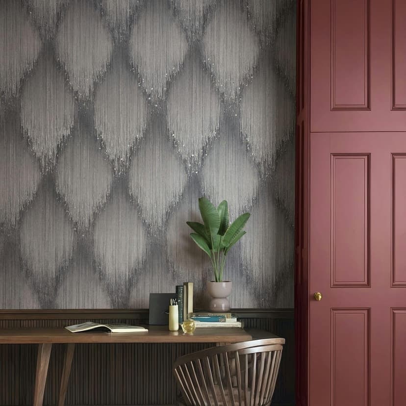 Papel pintado no tejido rayas moderno en gris