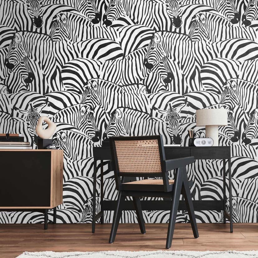 Papel pintado Cebra negro blanco - Papel pintado no tejido con motivo de animales para salón & dormitorio