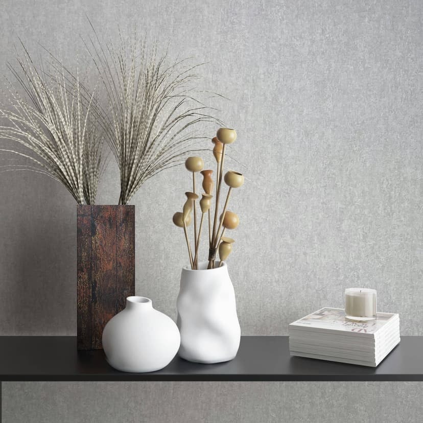 Papel pintado no tejido con aspecto de hormigón gris mate de textura ligera