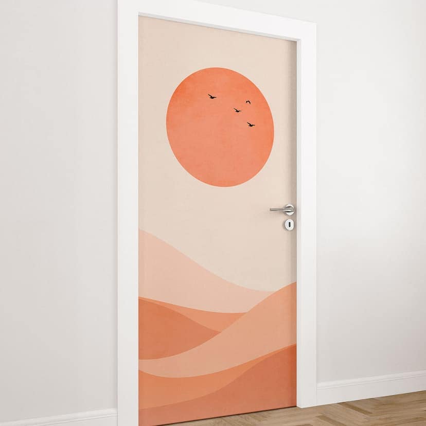 Vinilo para puertas Paisaje armonioso naranja - Kubistika - Decoración autoadhesiva para puertas