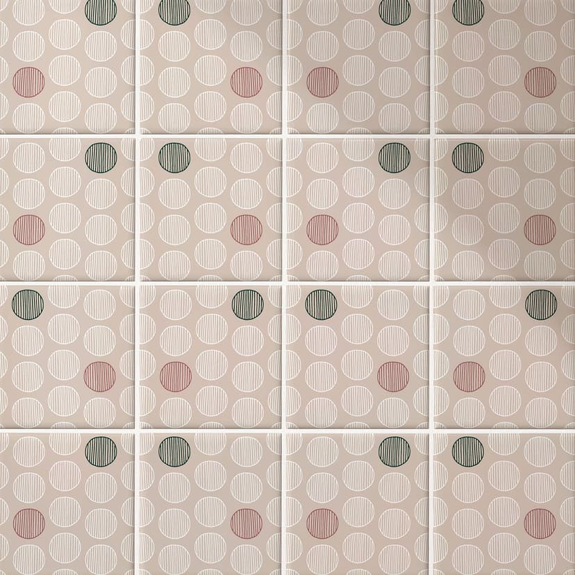 Azulejos Adhesivos Boho - círculos marrón pastel rojo marrón verde - lote de 12