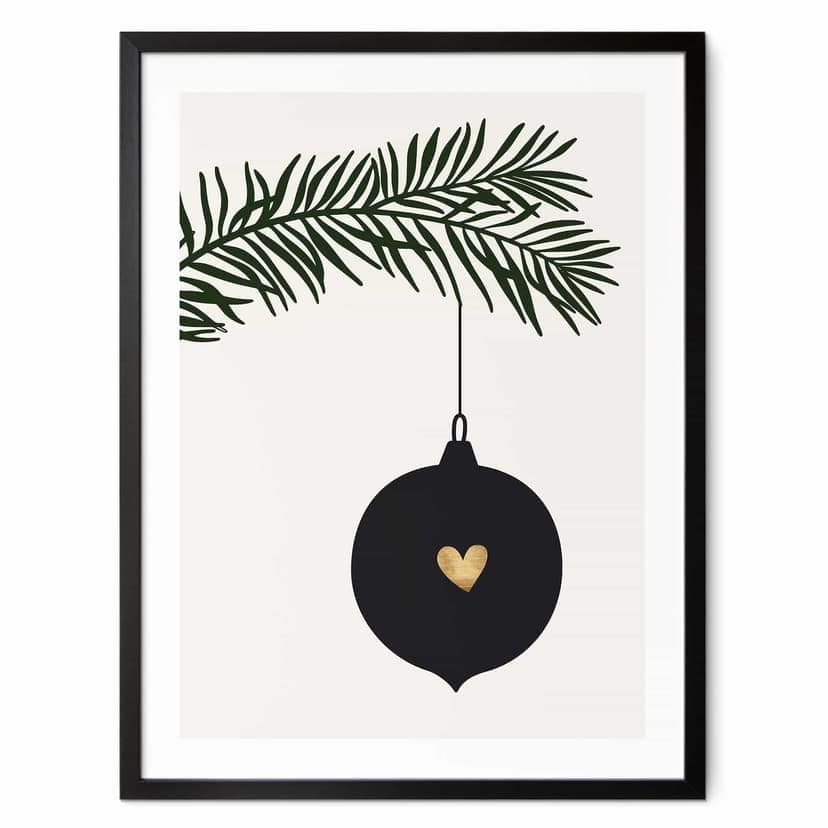 Póster Kubistika - Adorno navideño en una rama de abeto