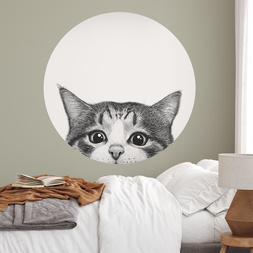 Vinilo decorativo Gato curioso - Korenkova - Redondo