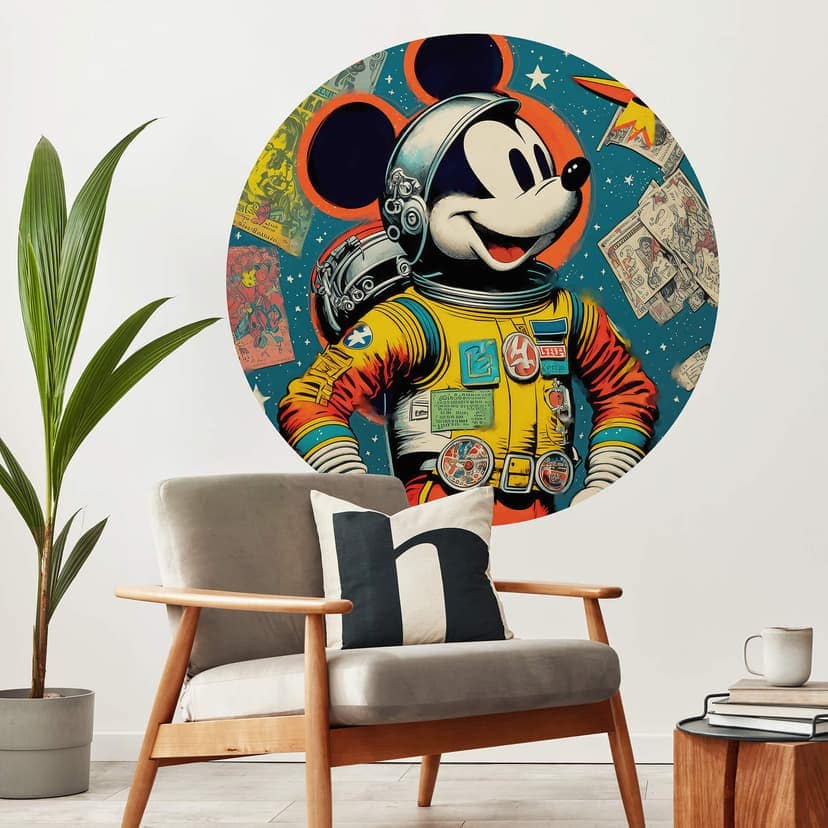 Vinilo decorativo Treechild - Mickey como astronauta en estilo retro - Redondo