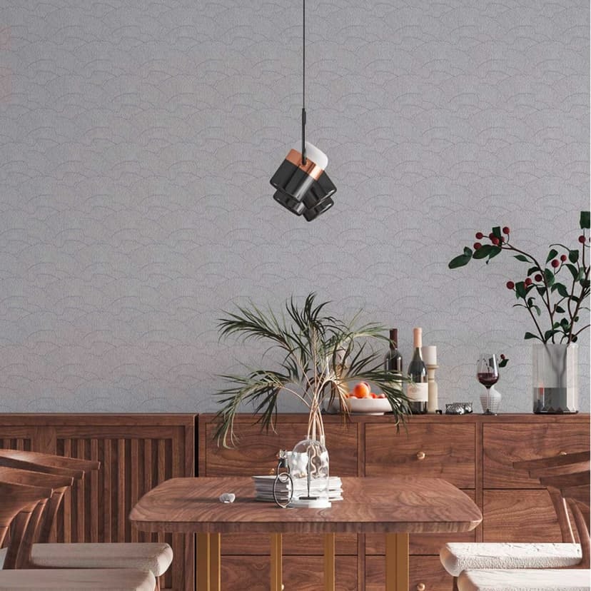 Papel pintado ondulado blanco plateado - Papel pintado no tejido efecto metalizado