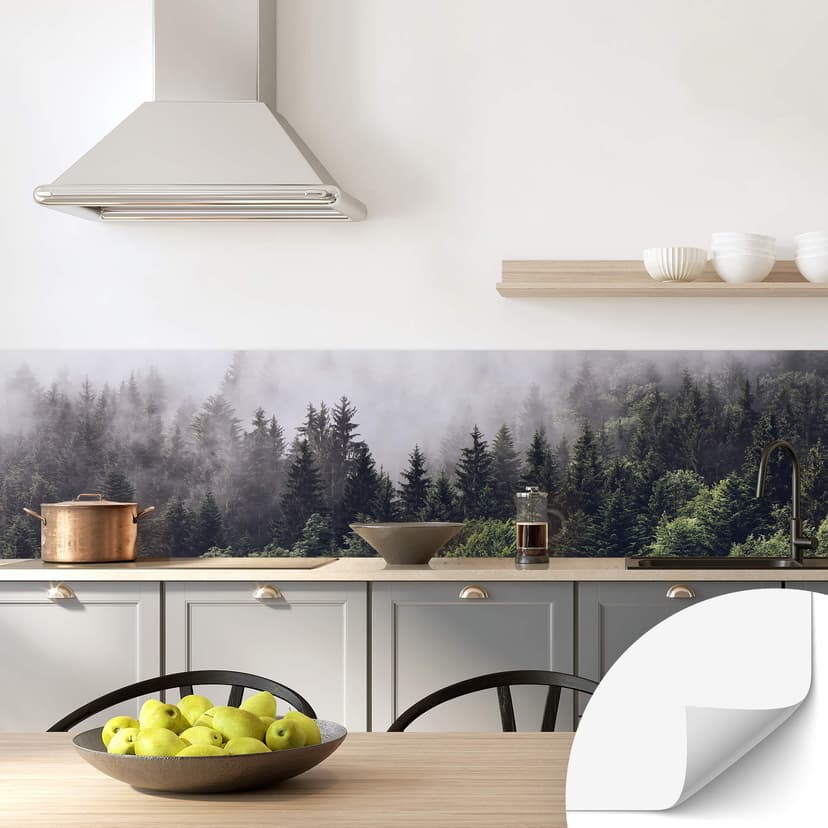 Salpicadero de cocina autoadhesivo Foggy forest