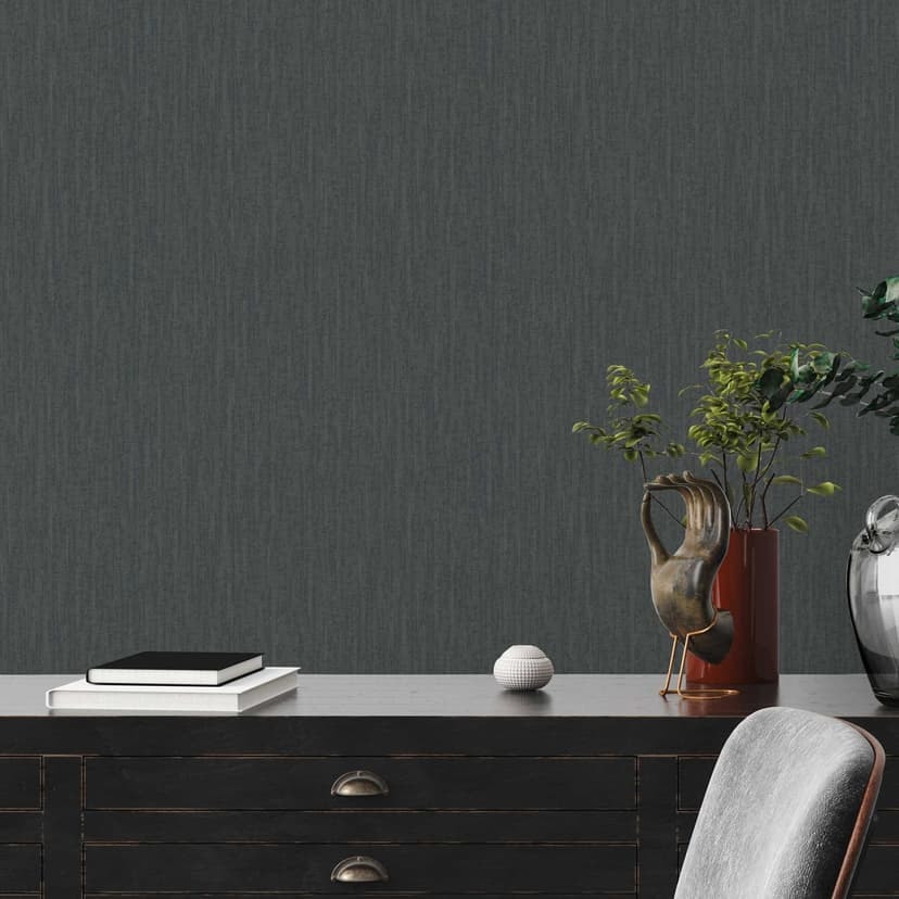 Papel pintado no tejido de aspecto textil negro - papel pintado de tela con diseño