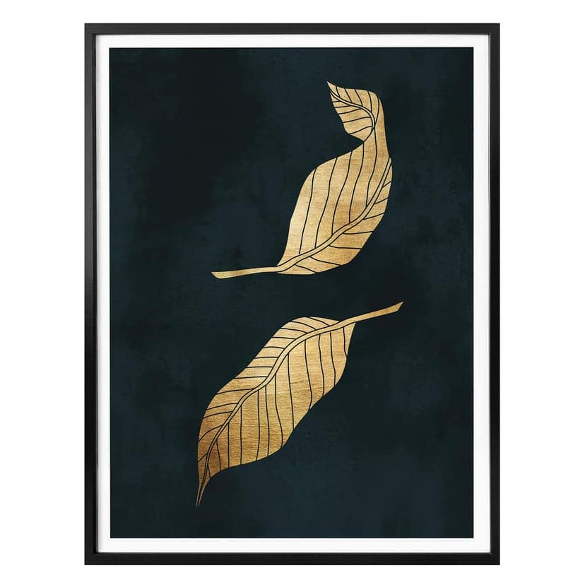 Póster Kubistika - Hojas doradas