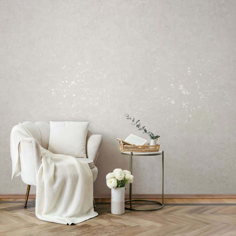 Papel pintado no tejido hormigón, yeso liso aspecto liso en blanco