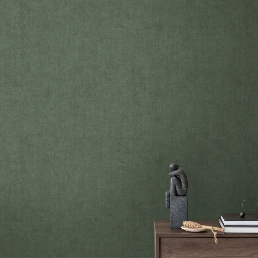 Papel pintado texturado aspecto textil abeto verde - papel pintado no tejido moderno discreto