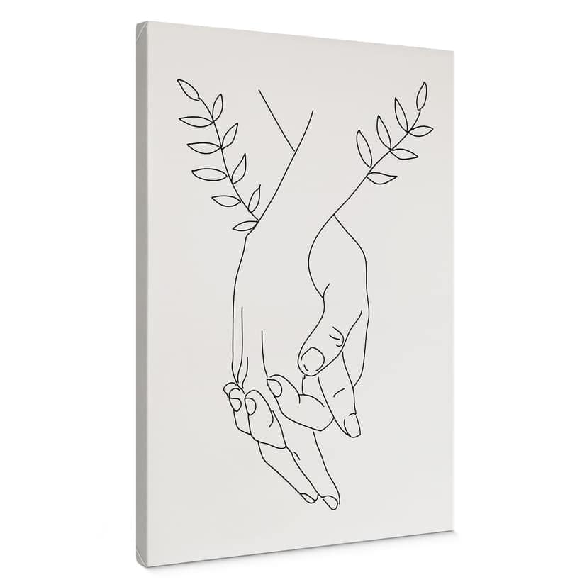 Cuadro Lienzo Line Art - Amantes cogidos de la mano - Lizde