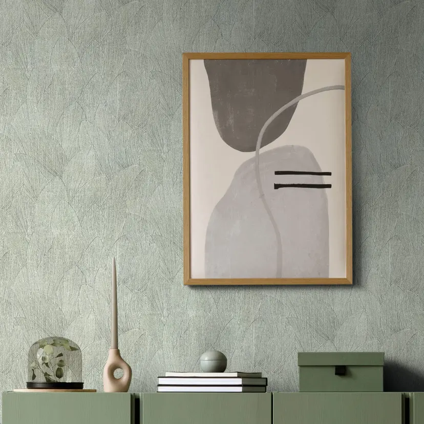 Papel pintado no tejido con motivo de hoja texturizada floral verde