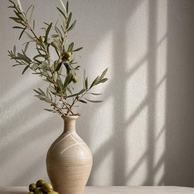 Papel pintado no tejido liso, textil liso clásico en beige