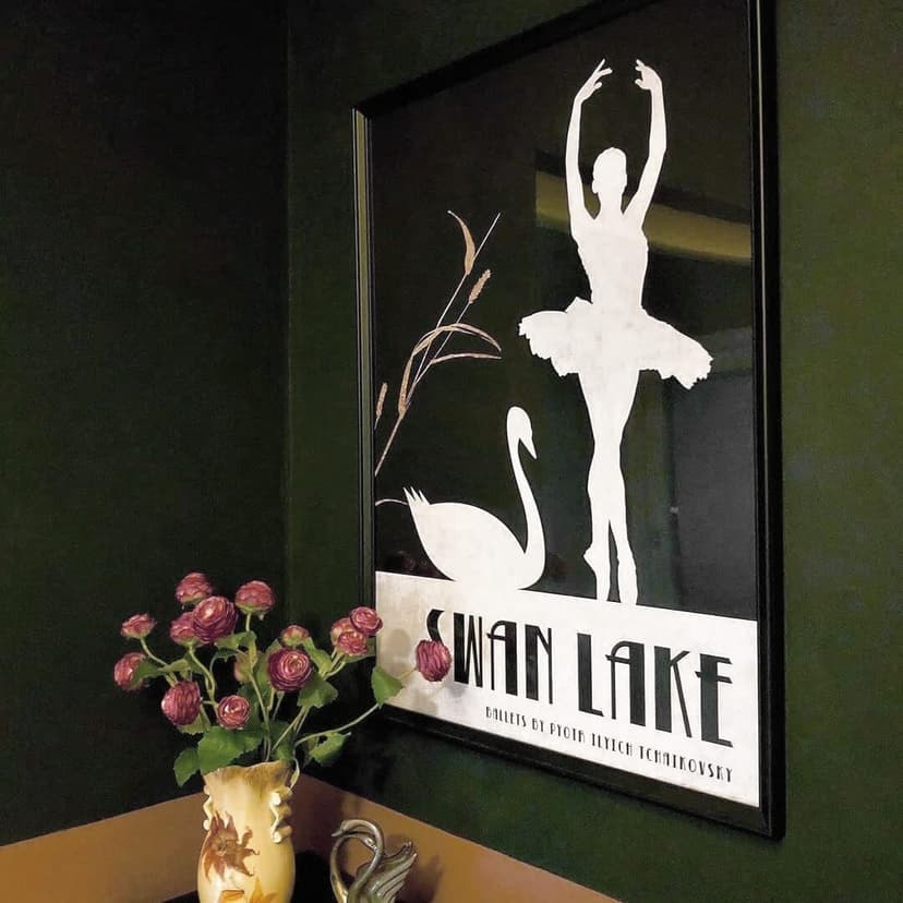 Póster Kubistika - Swan lake - Lago de los cisnes