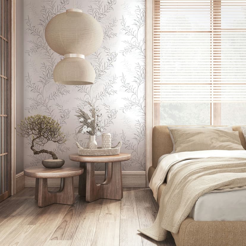 Papel pintado no tejido hojas naturaleza floral mate en blanco azul