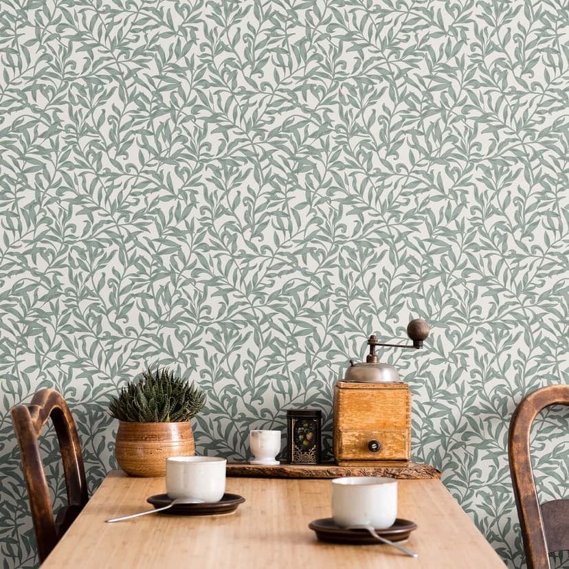 Papel pintado no tejido hojas, motivo hoja naturaleza floral en gris