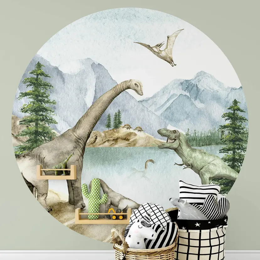 Kikki Belle - Dino mundo - fotomural redondo - Papel pintado autoadhesivo/no tejido