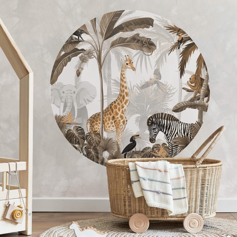 Vinilo decorativo Kikki Belle - Jungle Jive - Sepia - Redondo