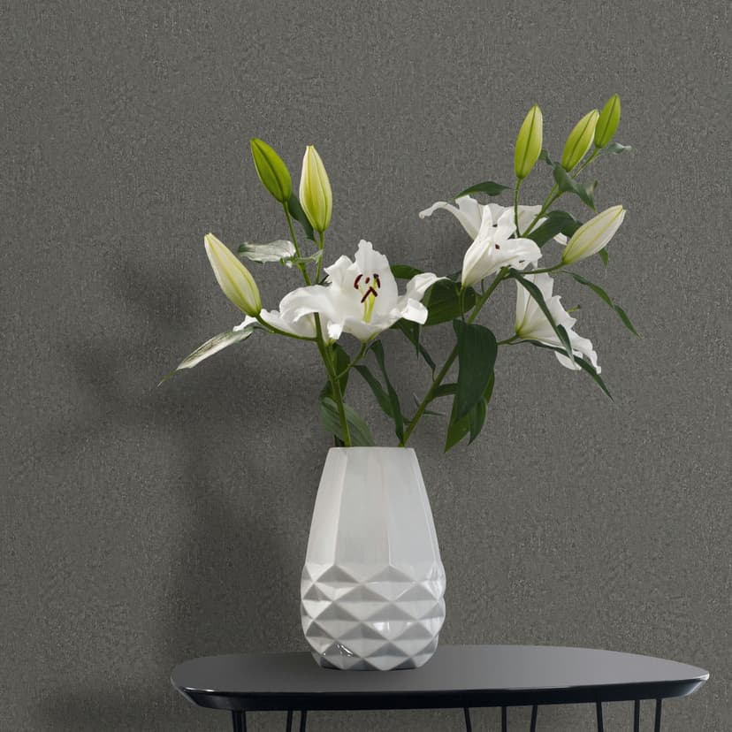 Papel pintado de tejido-no-tejido en gris con textura de yeso liso