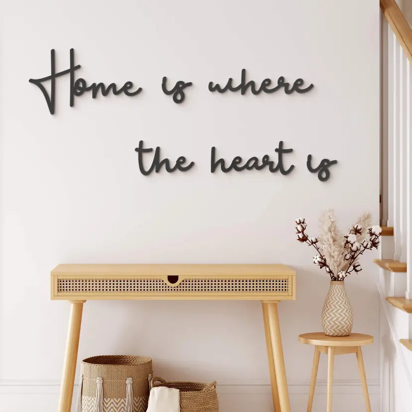 Letras de madera MDF Home is where the heart is (6 piezas)