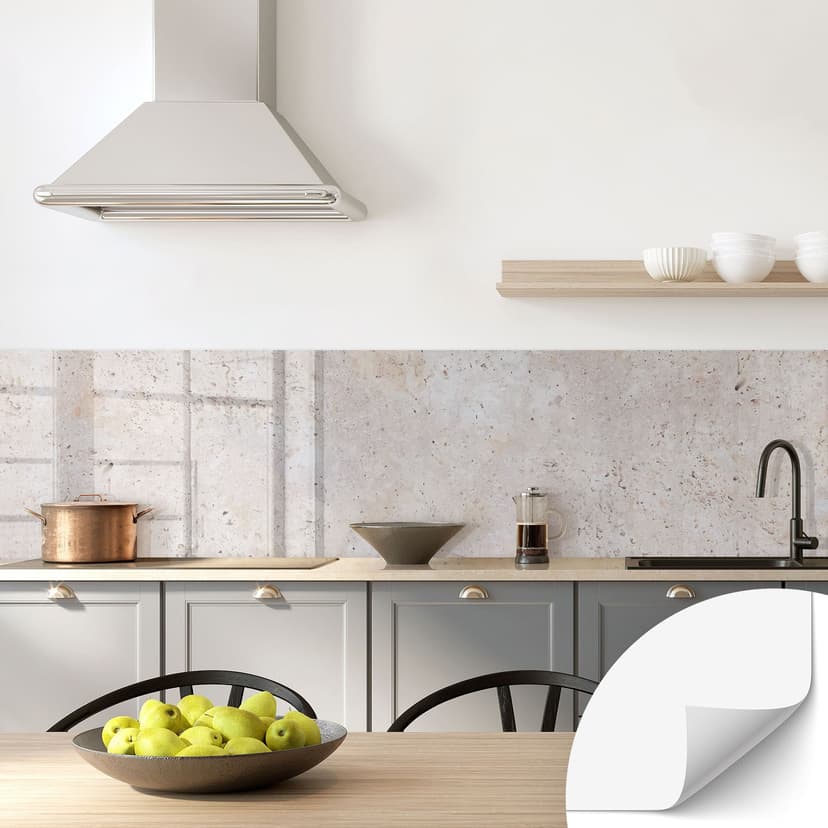 Salpicadero de cocina autoadhesivo textura de una pared de piedra beige - Pictufy Studio