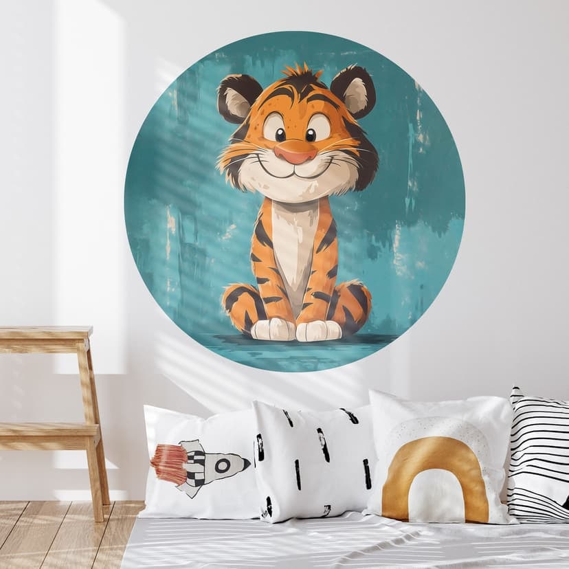 Vinilo decorativo habitación infantil Cachorro de tigre feliz - Magnusson - Redondo
