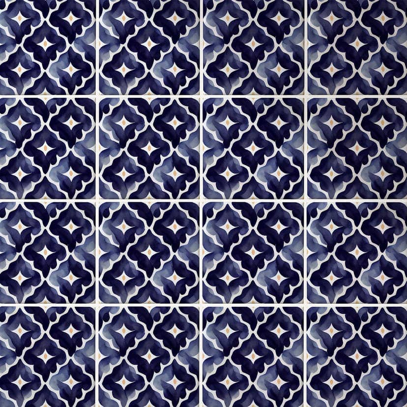 Azulejos Adhesivos acuarela flores azul - Treechild - lote de 12