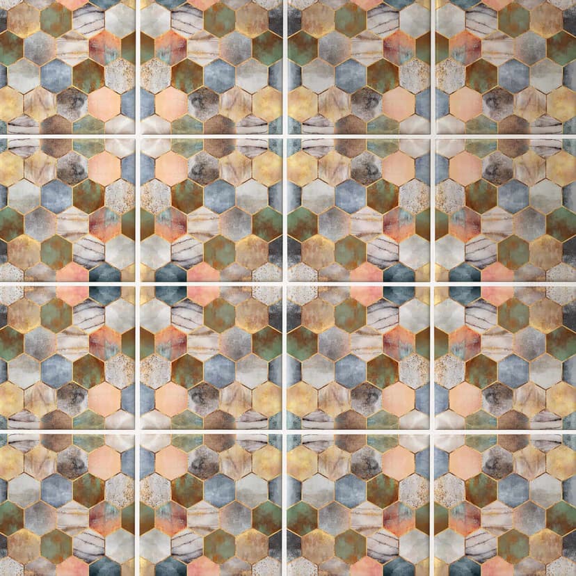 Azulejos Adhesivos Fredriksson - Hexágonos de nácar de colores - Lote de 12