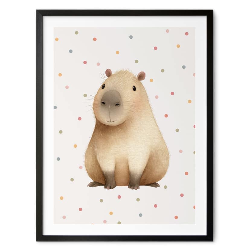 Póster infantil simpático carpincho con confeti
