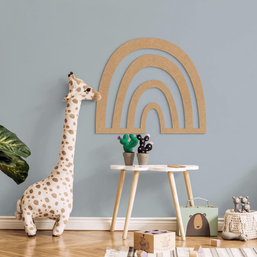 Decoración en madera para habitación infantil arco iris - MDF nature