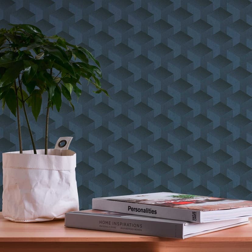 Papel pintado gráfico gris negro - papel pintado retro efecto 3D - papel pintado no tejido salón dormitorio