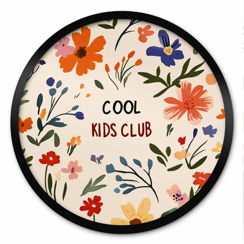 Póster para niños - Cool Kids Club Flores de colores - Treechild - Redondo