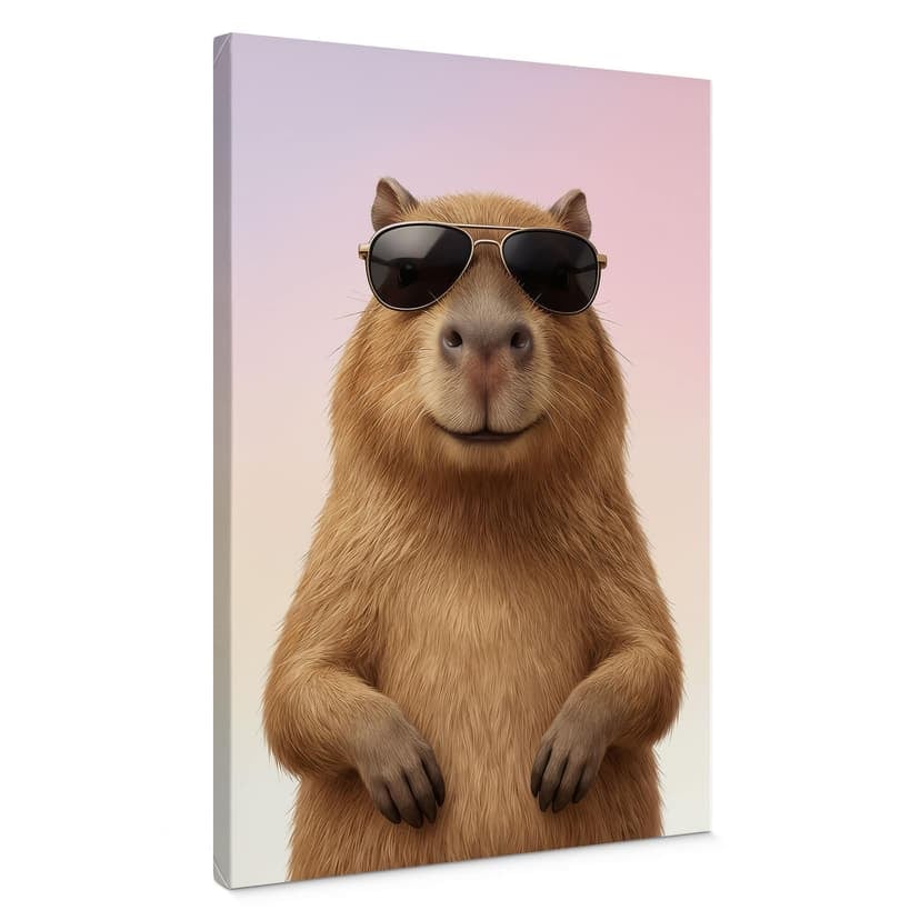 Lienzo capibara guay con gafas de sol