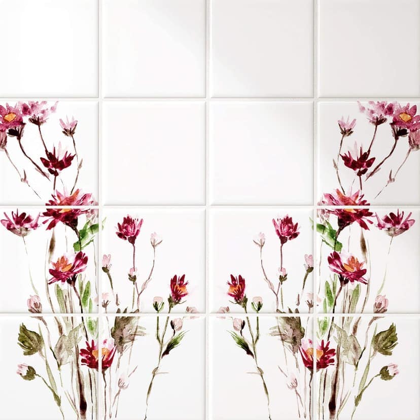 Azulejos Adhesivos flores rojas - lote de 12