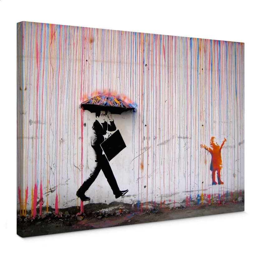 Lienzo Banksy - Lluvia de colores