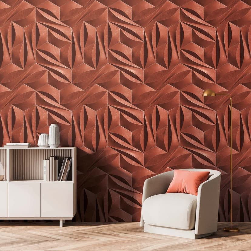 3D fotomural rojo diseño geométrico no tejido papel pintado para sala de estar, dormitorio
