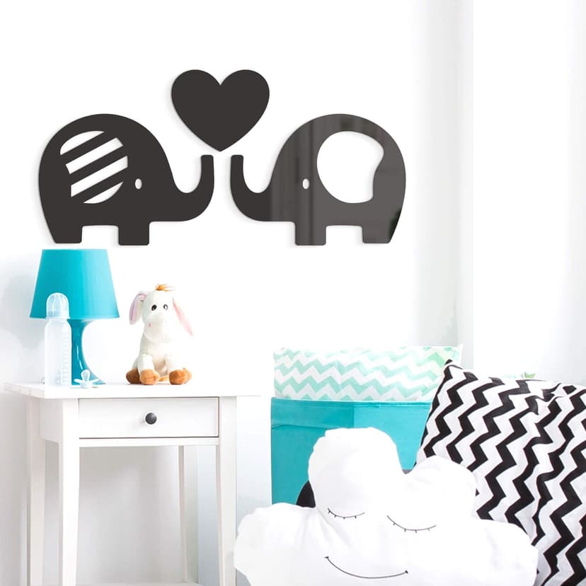 Decoración acrílica elefante con corazón (3 piezas)