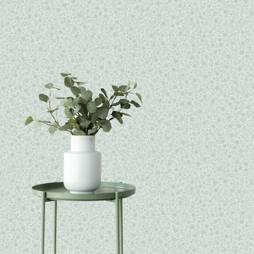 Papel pintado no tejido hojas, motivo hoja naturaleza floral en azul