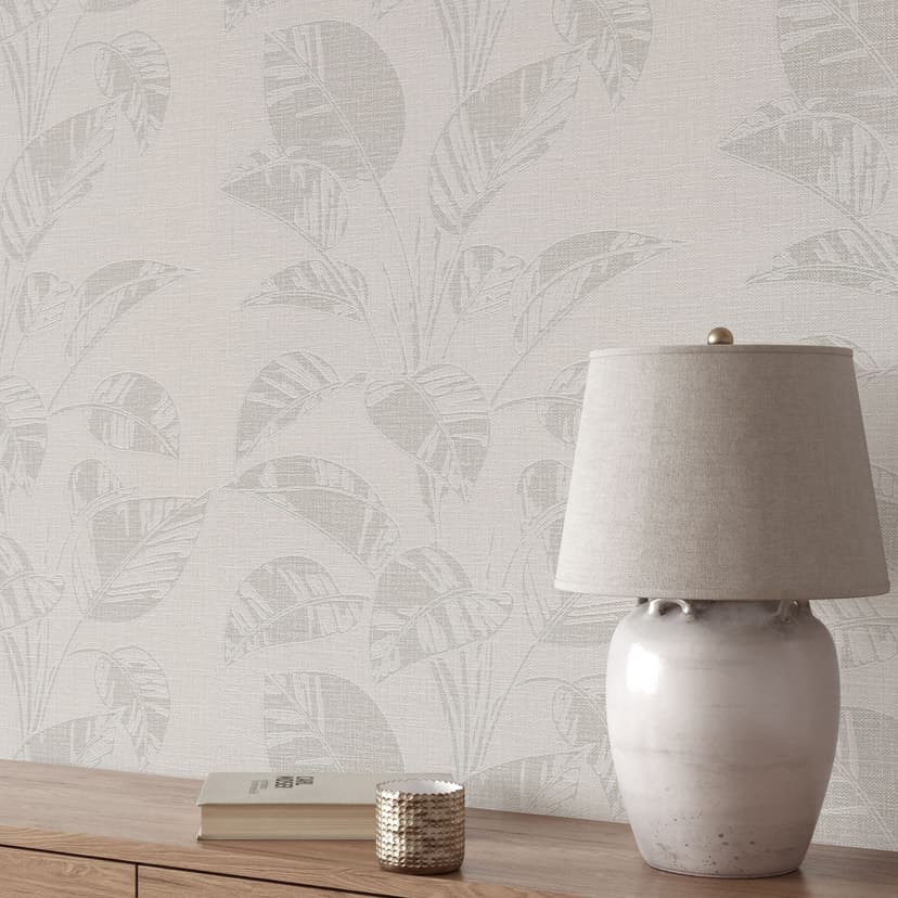 Papel pintado motivo hoja Opus beige