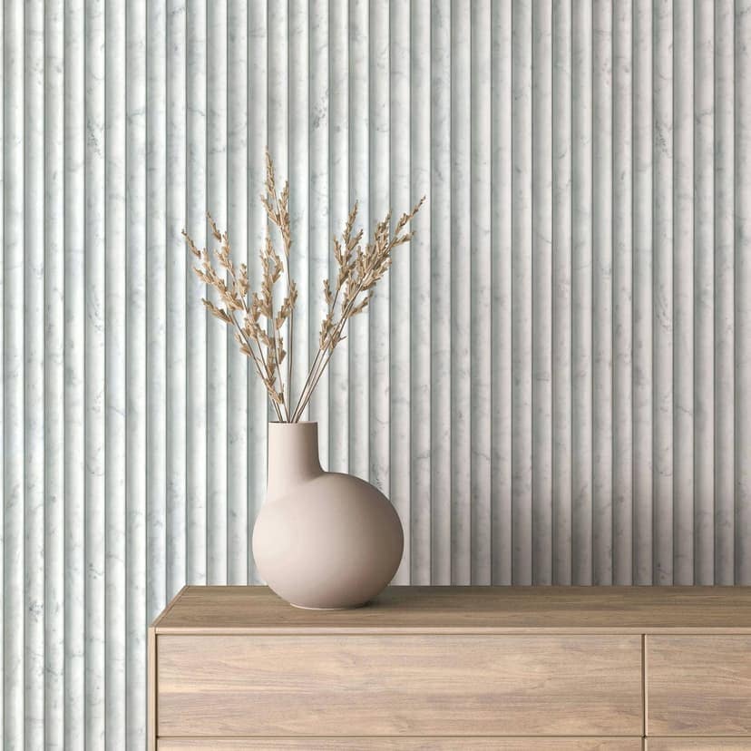 Papel pintado no tejido en gris mármol aspecto piedra panel rayas clásico
