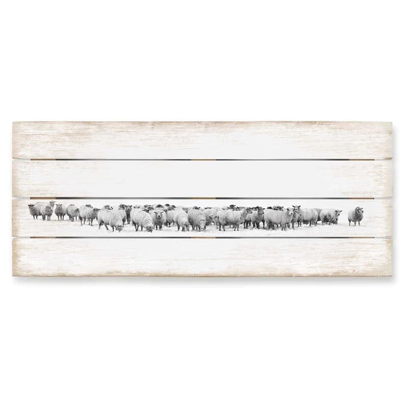 Cuadro de madera rebaño de ovejas - Panorama