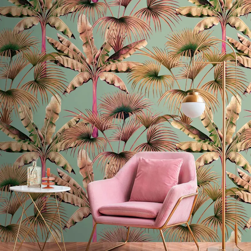 Fotomural selva palmeras hojas naturaleza papel pintado dormitorio marrón