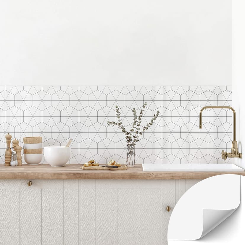 Hexágonos autoadhesivos para salpicaderos de cocina