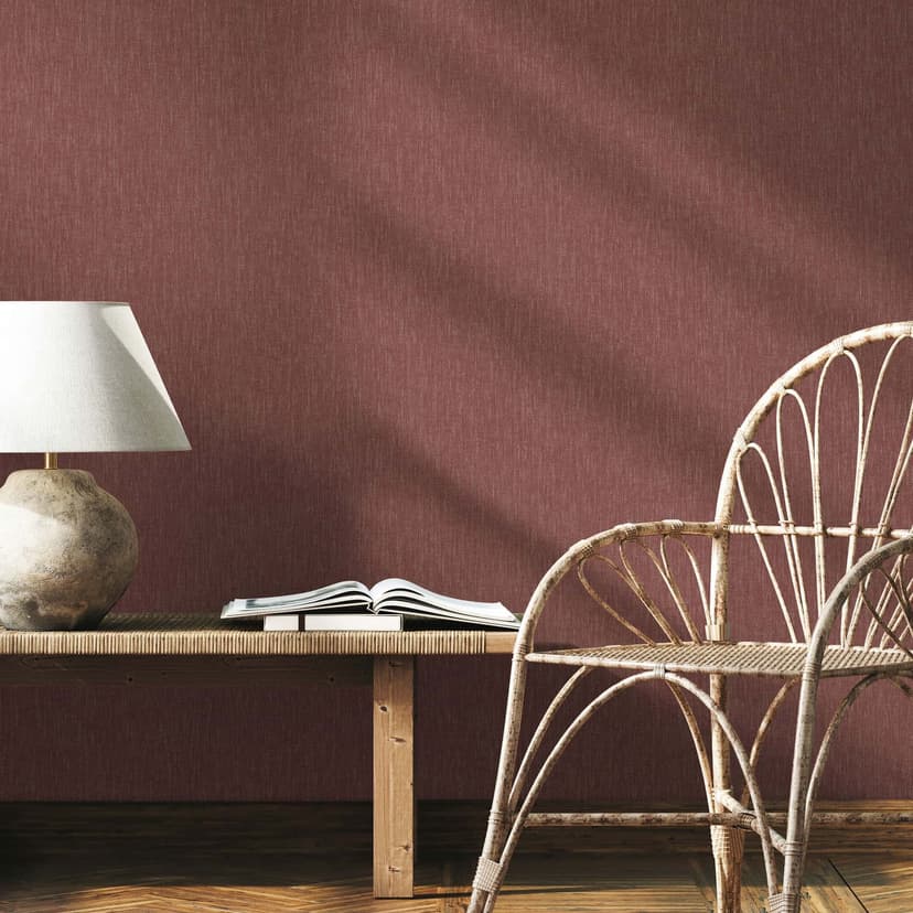 Papel pintado no tejido texturizado, estructura de líneas moderna en rojo