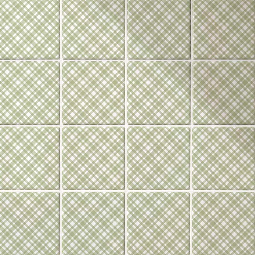 Azulejos Adhesivos a cuadros en blanco pistacho - lote de 12