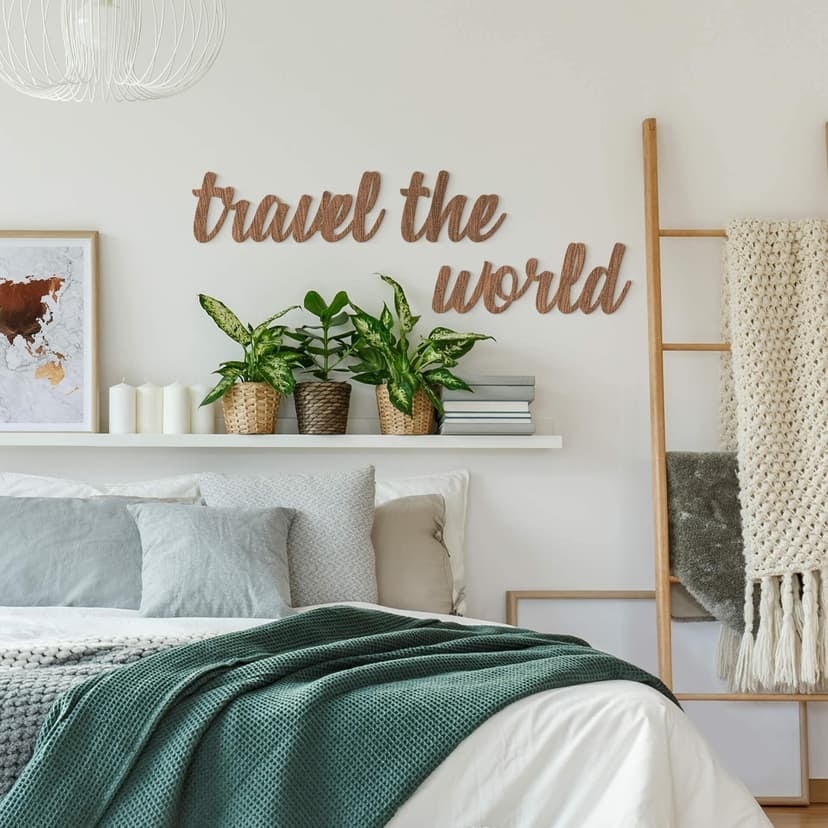 Letras de madera caoba Viajar por el mundo