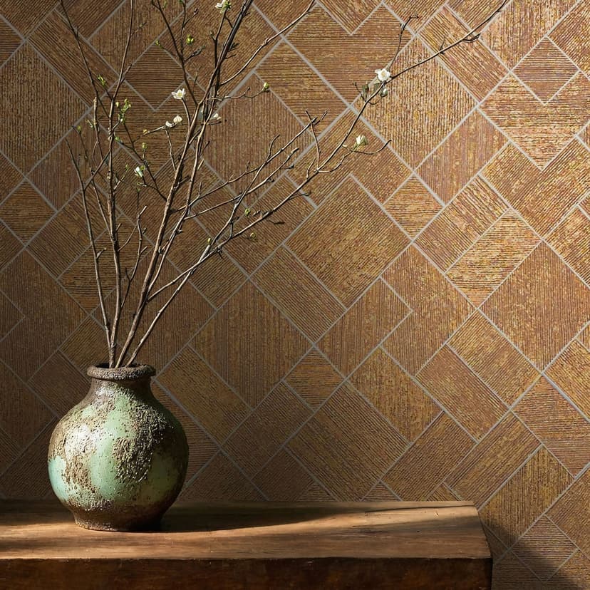Papel pintado no tejido de cuadros dorados, rombos gráficos geométricos