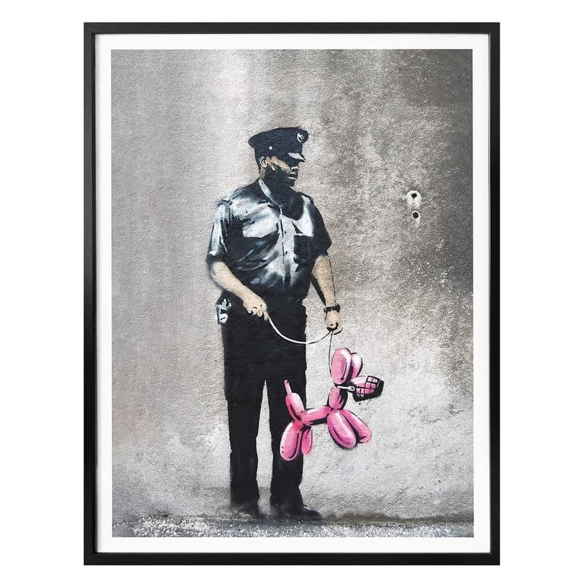 Póster Banksy - Guardia de Policía Perro Globo Rosa