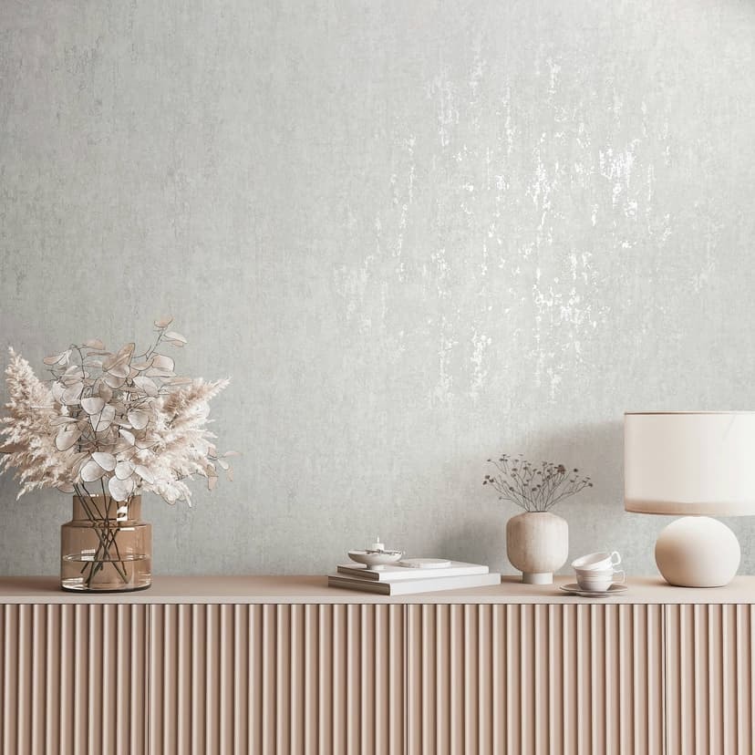 Papel pintado no tejido con brillo gris, beige aspecto hormigón