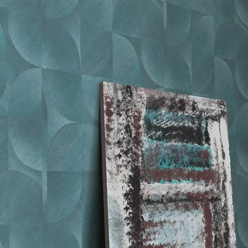 papel pintado 3D, papel pintado motivo retro, papel pintado no tejido Erismann Martinique turquesa